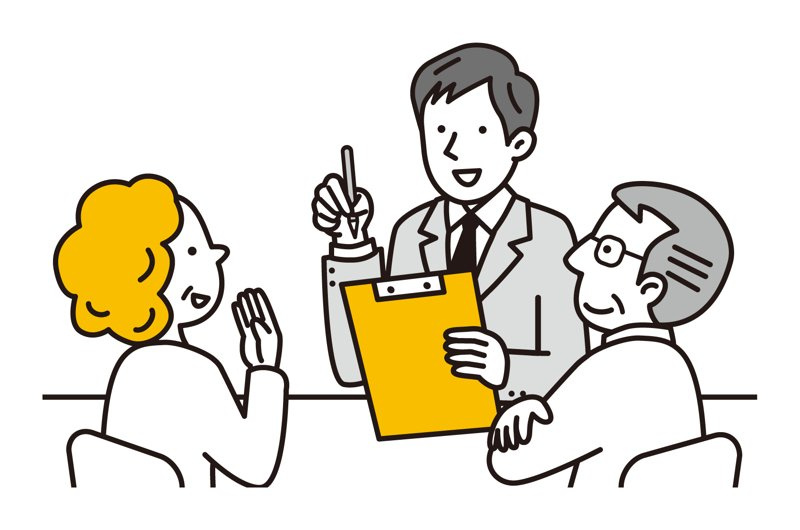 ご夫婦の話を聞く担当者のイラスト