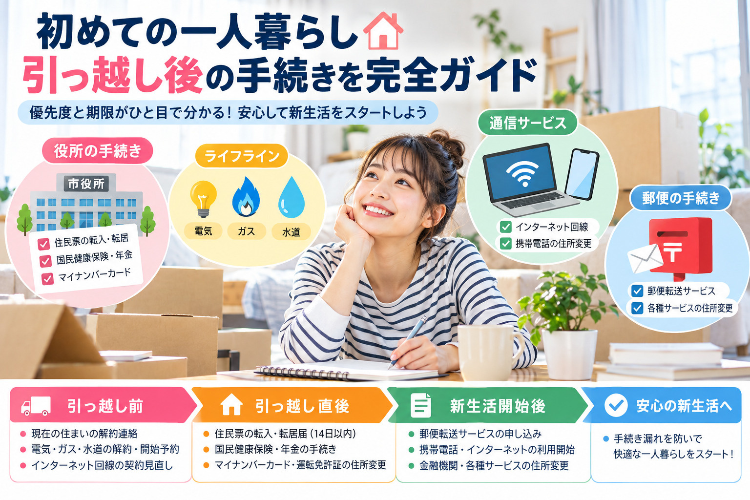 引っ越し後の手続きは何から始める?初めての一人暮らしを失敗しない進め方の画像