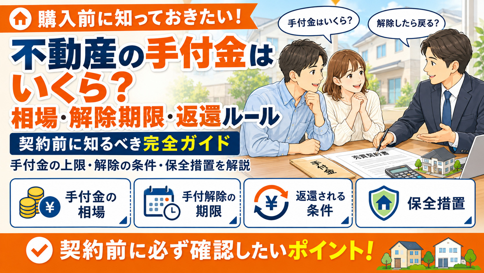 不動産の手付金はいくら?相場・解除の期限・返還ルールを解説の画像