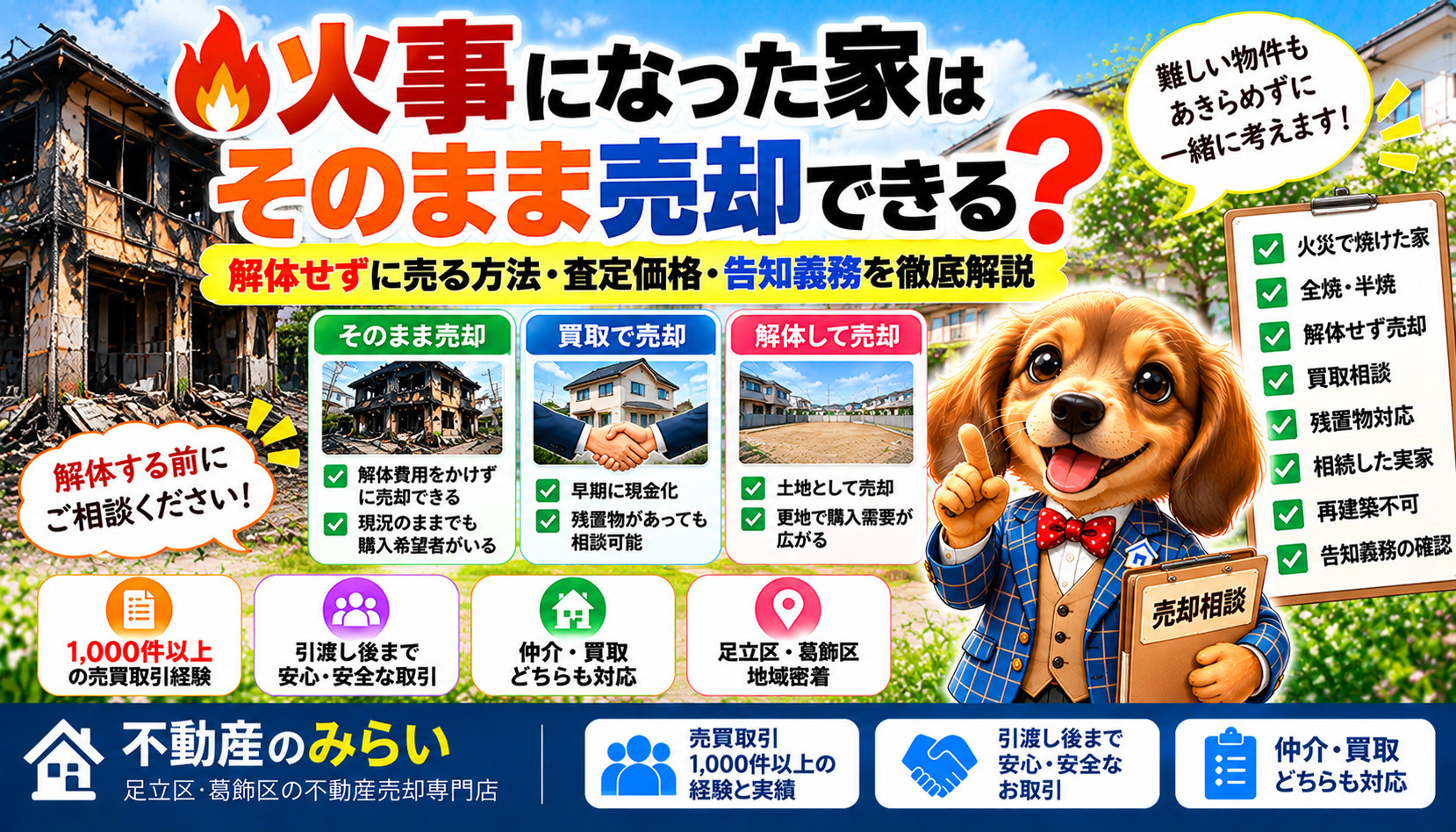 火事になった家をそのまま売却できる？解体せずに売る方法・査定価格・告知義務を徹底解説【足立区・葛飾区】の画像