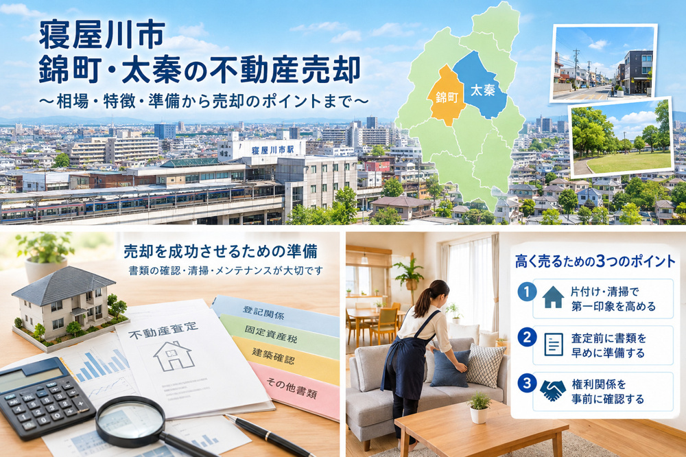 寝屋川市錦町と太秦の不動産売却相場は？中心部東部で高く売るコツを解説の画像