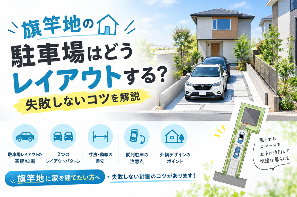 旗竿地の駐車場はどうレイアウトする？失敗しないコツを解説の画像