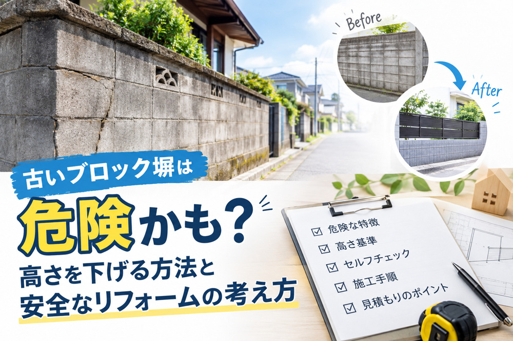 古いブロック塀は危険かも？高さを下げる方法と安全なリフォームの考え方の画像