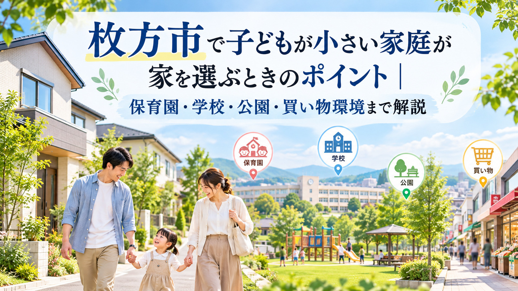 枚方市で子どもが小さい家庭が家を選ぶときのポイント|保育園・学校・公園・買い物環境まで解説の画像