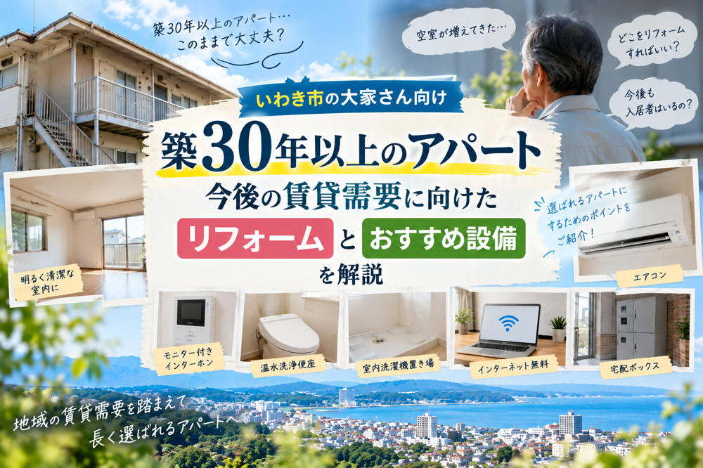 築30年以上のアパート空室対策　いわき市でおすすめのリフォーム・設備を解説の画像