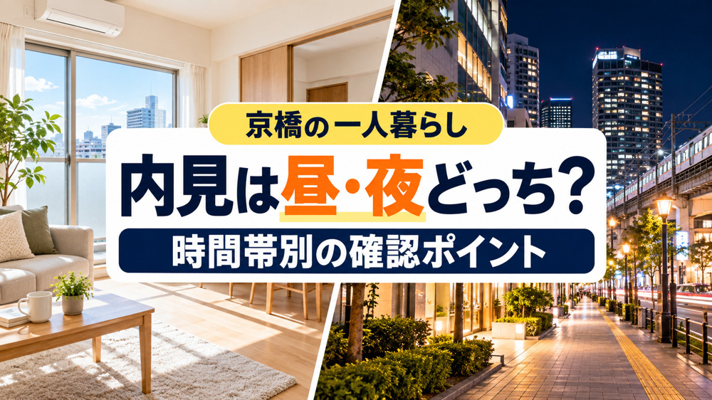 【2026年版】京橋で一人暮らし、内見は昼・夜どっち？時間帯別の確認ポイントの画像