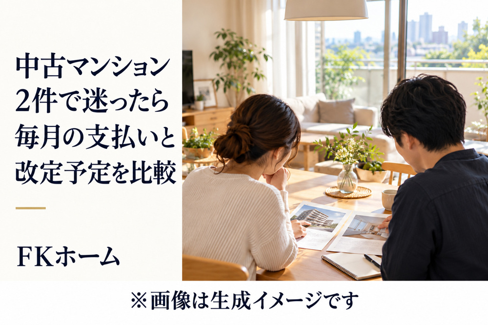 中古マンション2件で迷ったら、毎月の支払いと改定予定を同じ表で比べるの画像