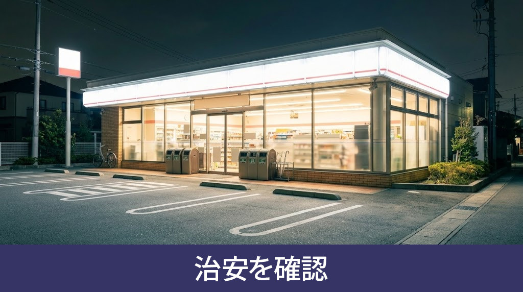 街のコンビニエンスストアで治安を確認