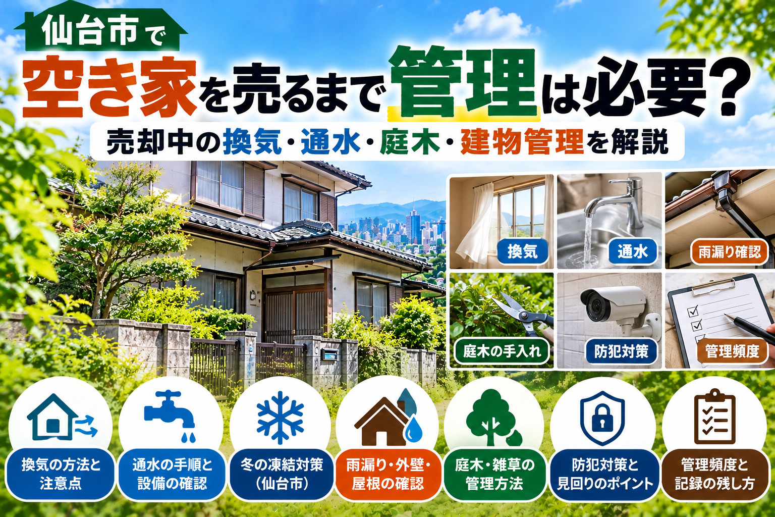空き家を売るまで管理は必要？売却中の換気・通水・庭木・建物管理を解説の画像