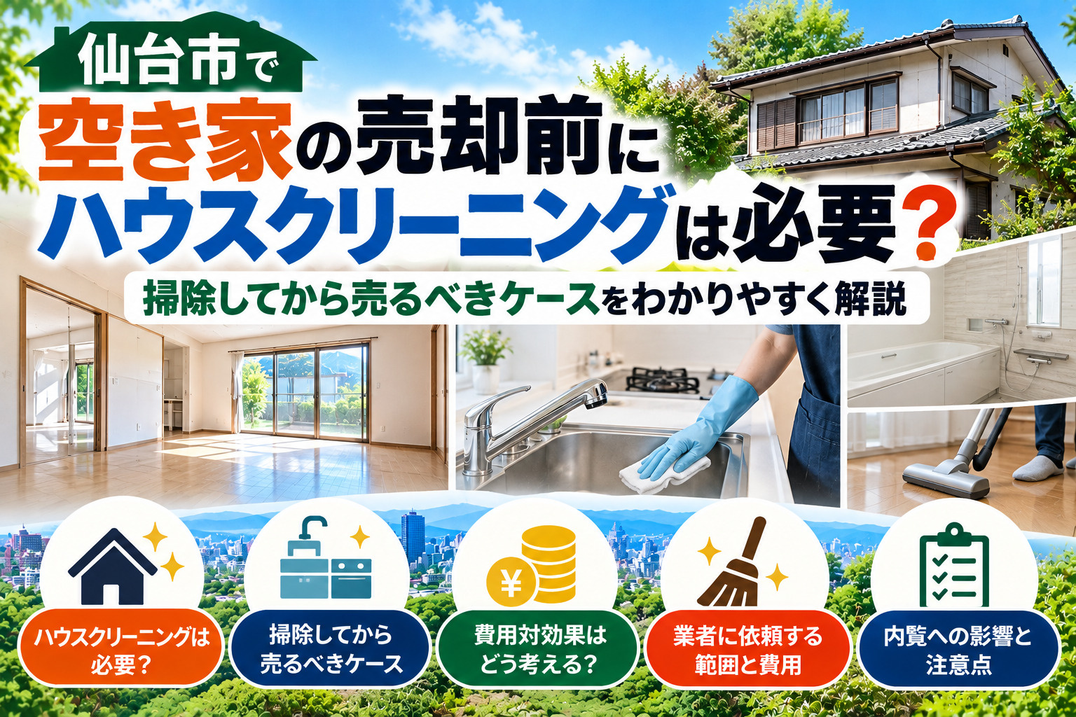 空き家の売却前にハウスクリーニングは必要？掃除してから売るべきケースを解説の画像