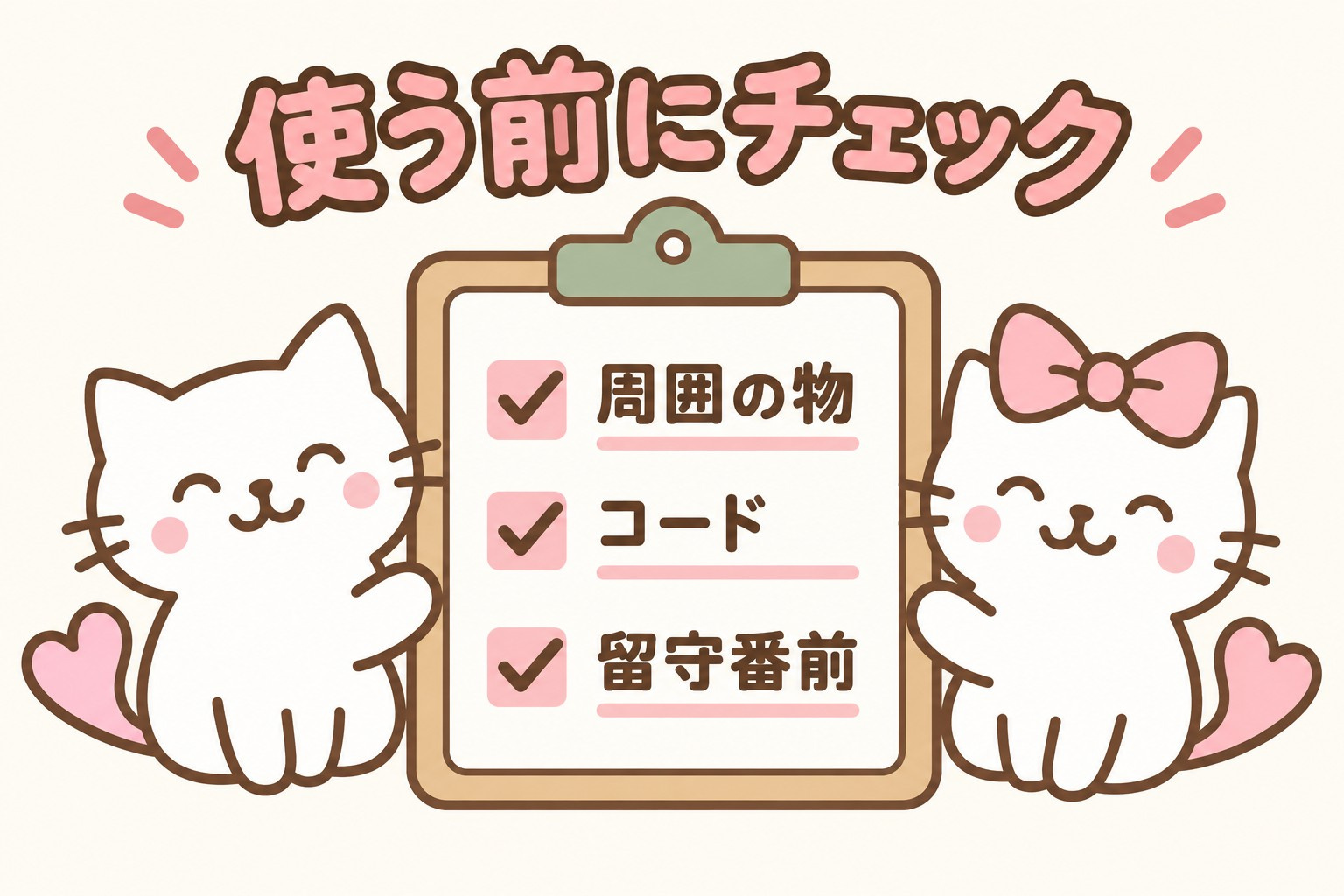 暖房を使う前の周囲の物・コード・留守番前チェック