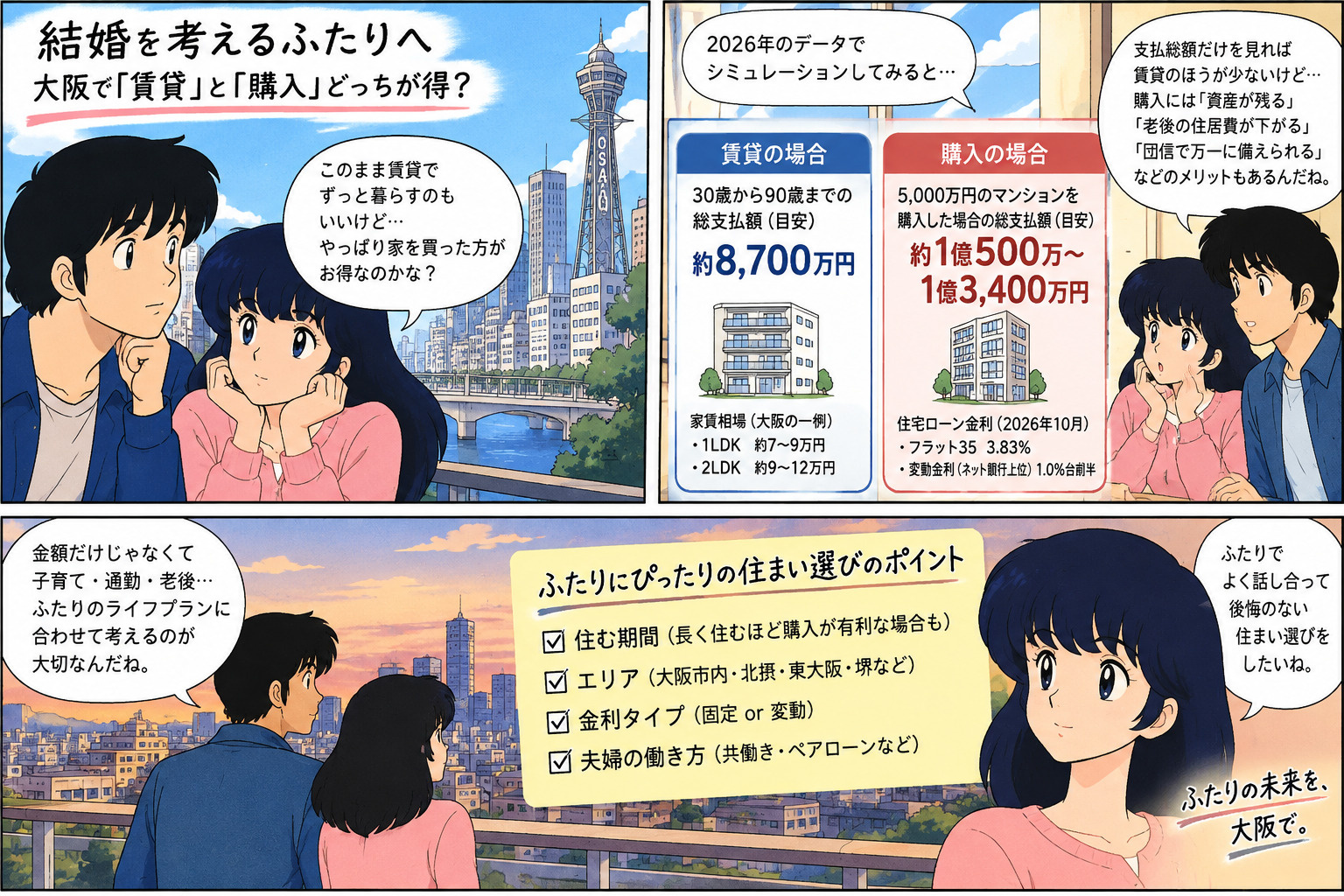 大阪で暮らすには賃貸と購入どちらが良いかを徹底比較。の画像