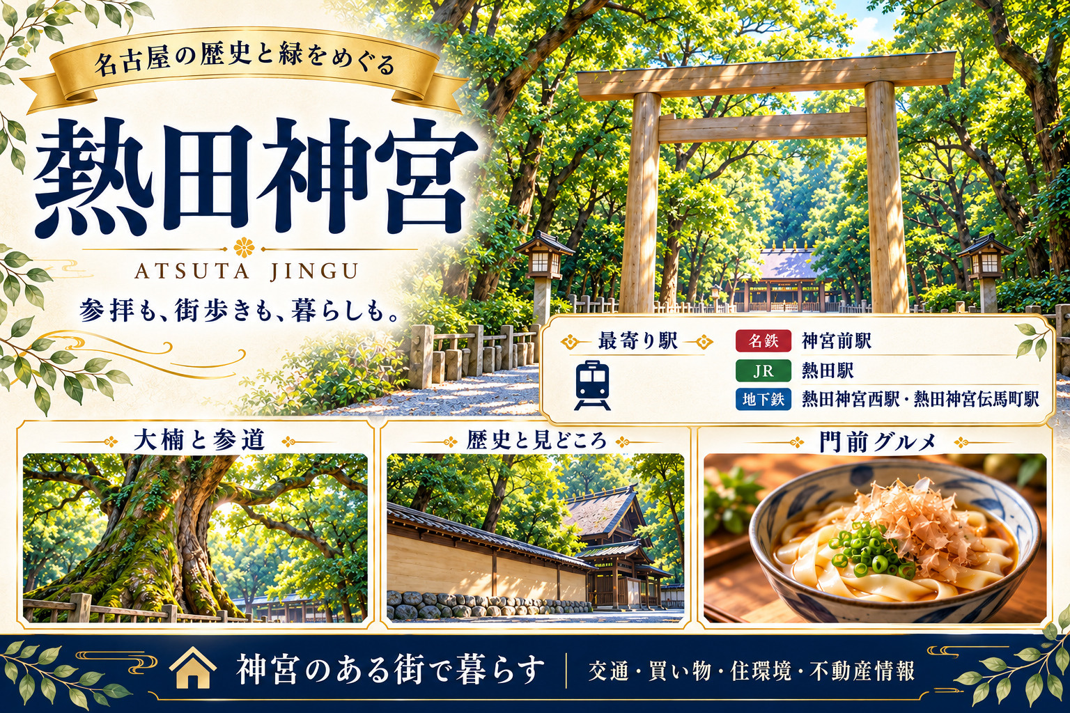 熱田神宮を歩く｜見どころ・境内マップ・門前グルメと熱田区の住みやすさの画像