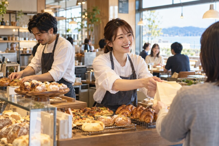 滋賀県内の地域店舗でスタッフが働いているイメージ