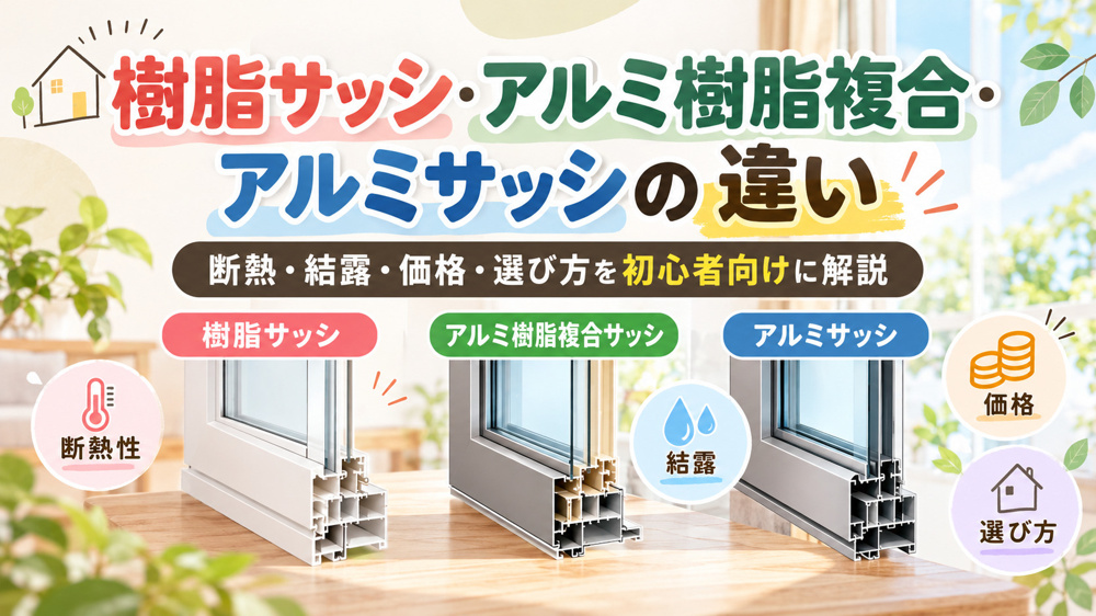 樹脂サッシ・アルミ樹脂複合・アルミサッシの違い｜断熱・結露・価格・選び方を初心者向けに解説の画像