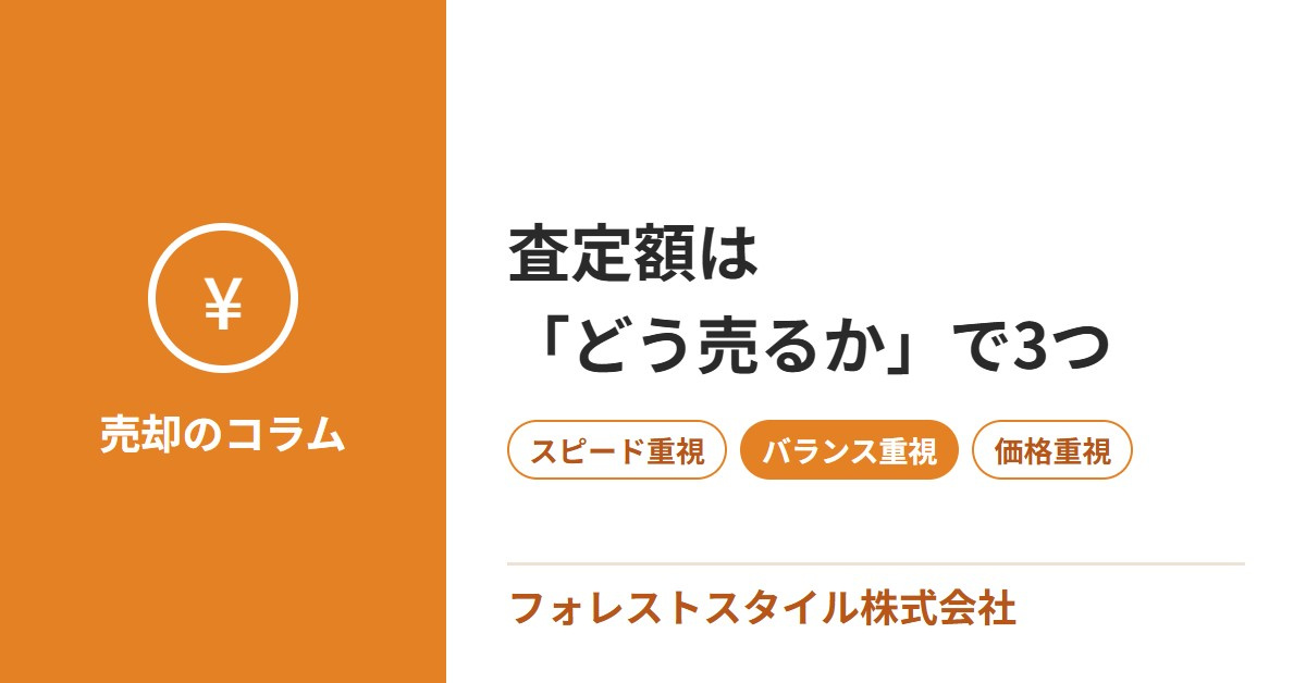 査定額は「どう売るか」で3つ｜スピード重視・バランス重視・価格重視の決め方と選び方の画像