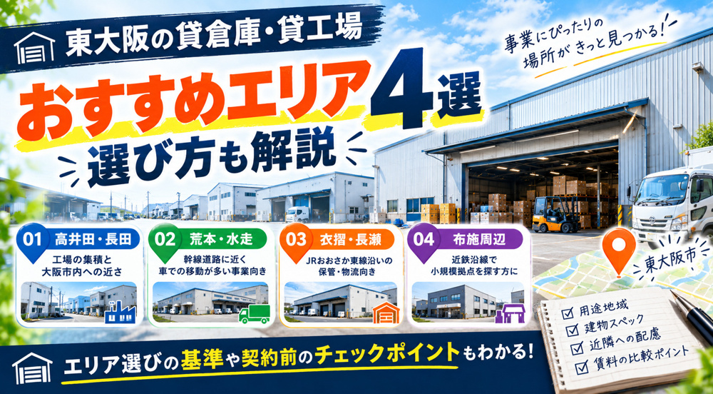 東大阪の貸倉庫・貸工場おすすめエリア4選｜選び方も解説｜リノベスト不動産の画像