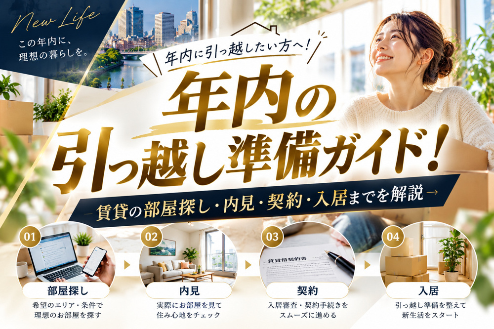 年内の引っ越し準備ガイド！賃貸の部屋探し・内見・契約・入居までを解説の画像