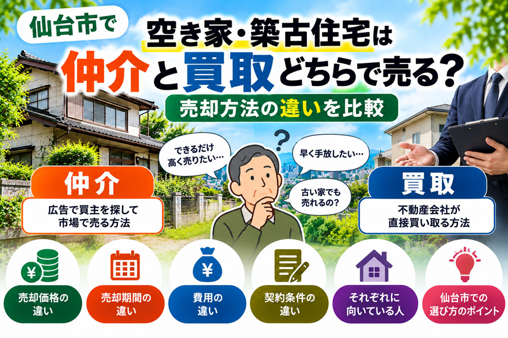 空き家・築古住宅は仲介と買取どちらで売る？売却方法の違いを比較の画像