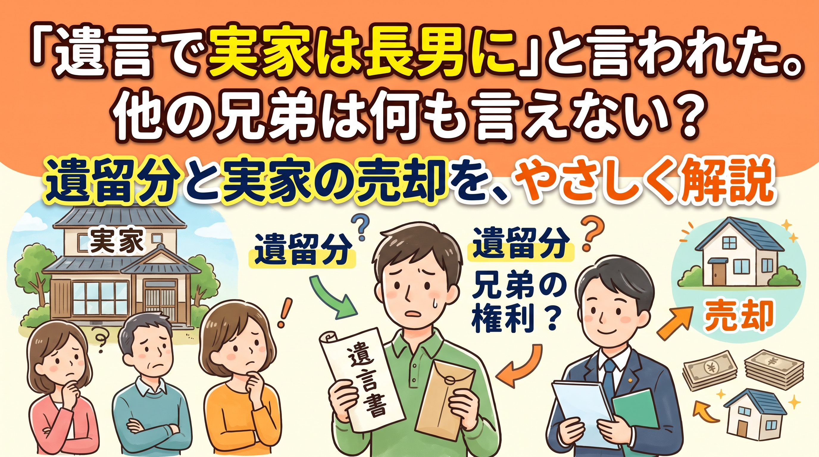 「遺言で実家は長男に」他の兄弟は請求できる?遺留分の画像
