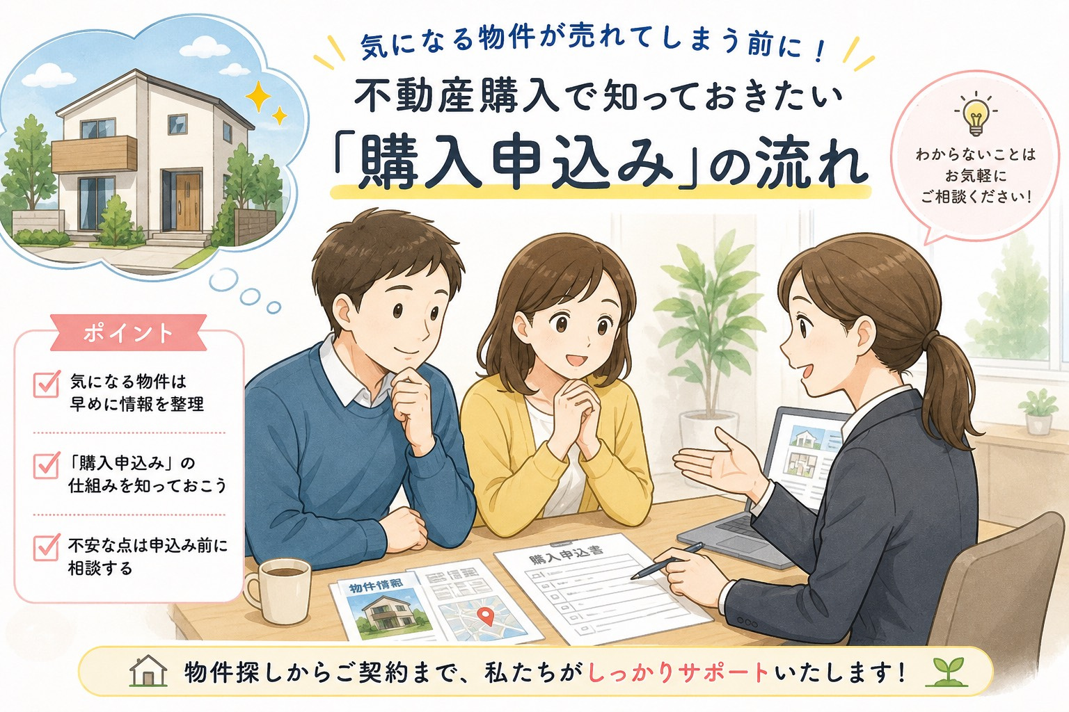 気になる物件が売れてしまう前に！不動産購入で知っておきたい「購入申込み」の流れの画像