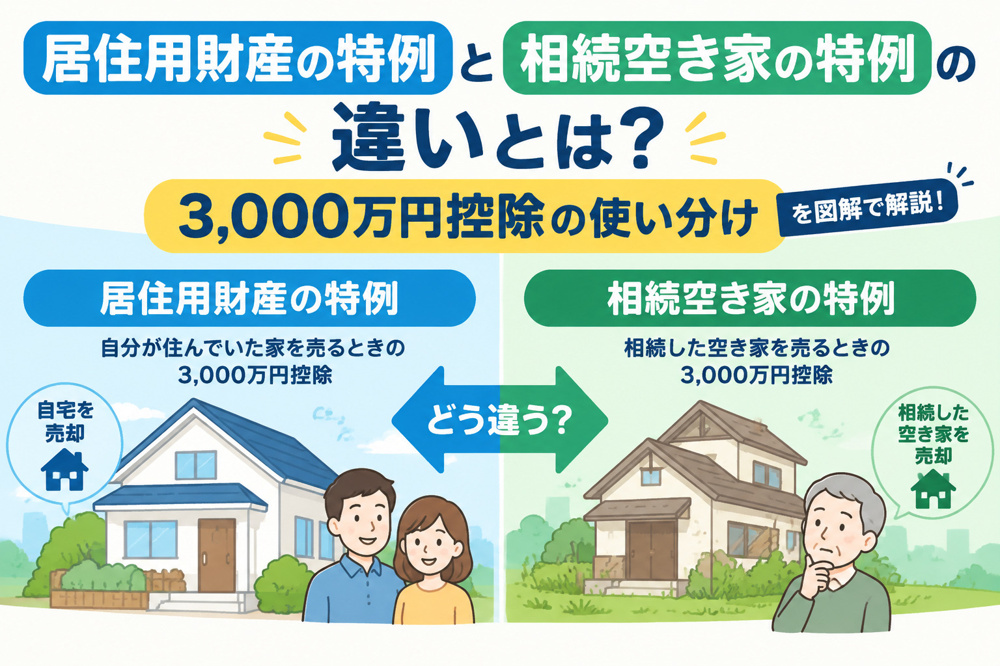 居住用財産の特例と相続空き家の特例の違いとは？3,000万円控除の使い分けを図解の画像