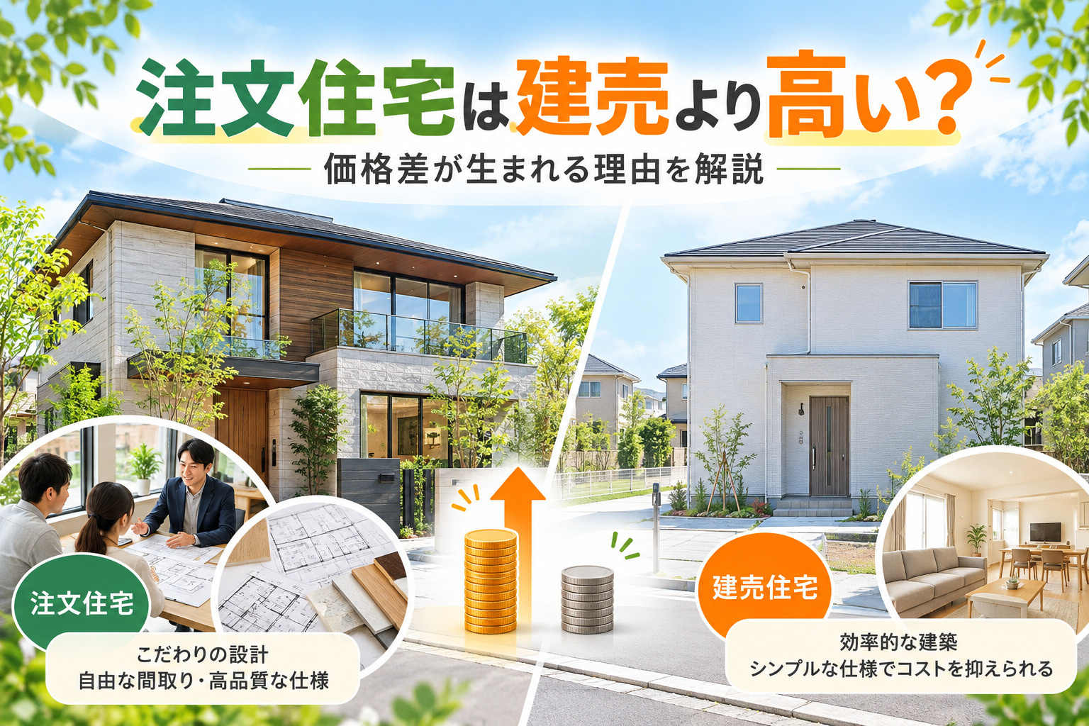 注文住宅は建売住宅よりなぜ高い?価格差が生まれる理由と購入前に知っておきたいポイントの画像