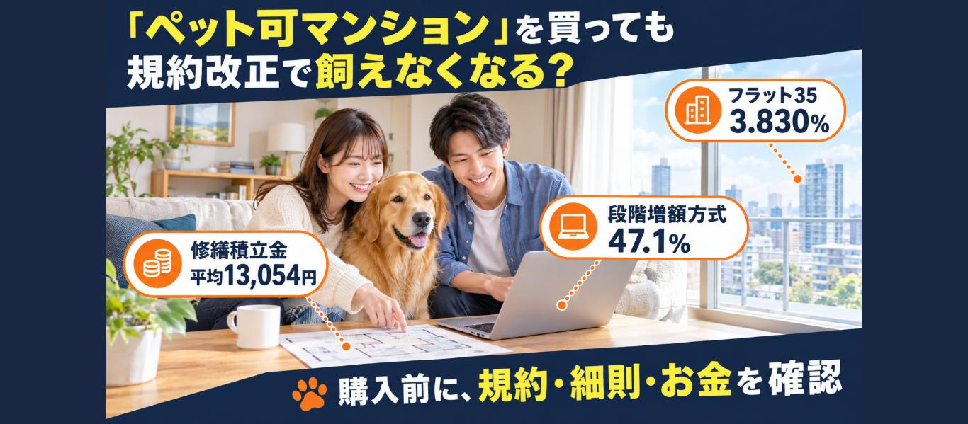【購入前に確認】「ペット可マンション」を買っても、規約改正で飼えなくなる？東京高裁の判断と、修繕積立金13,054円・段階増額47.1%の落とし穴【2026年最新】の画像