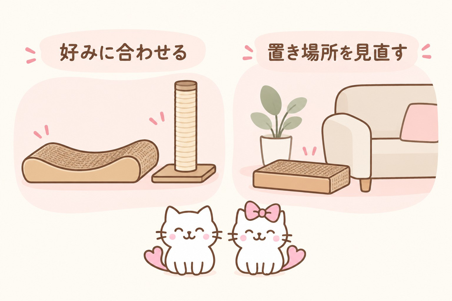 猫の好みに合わせた爪とぎと置き場所の見直し