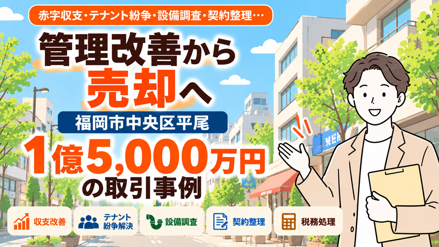 管理改善から売却・税務処理まで|福岡市中央区平尾の1億5,000万円の取引事例の画像
