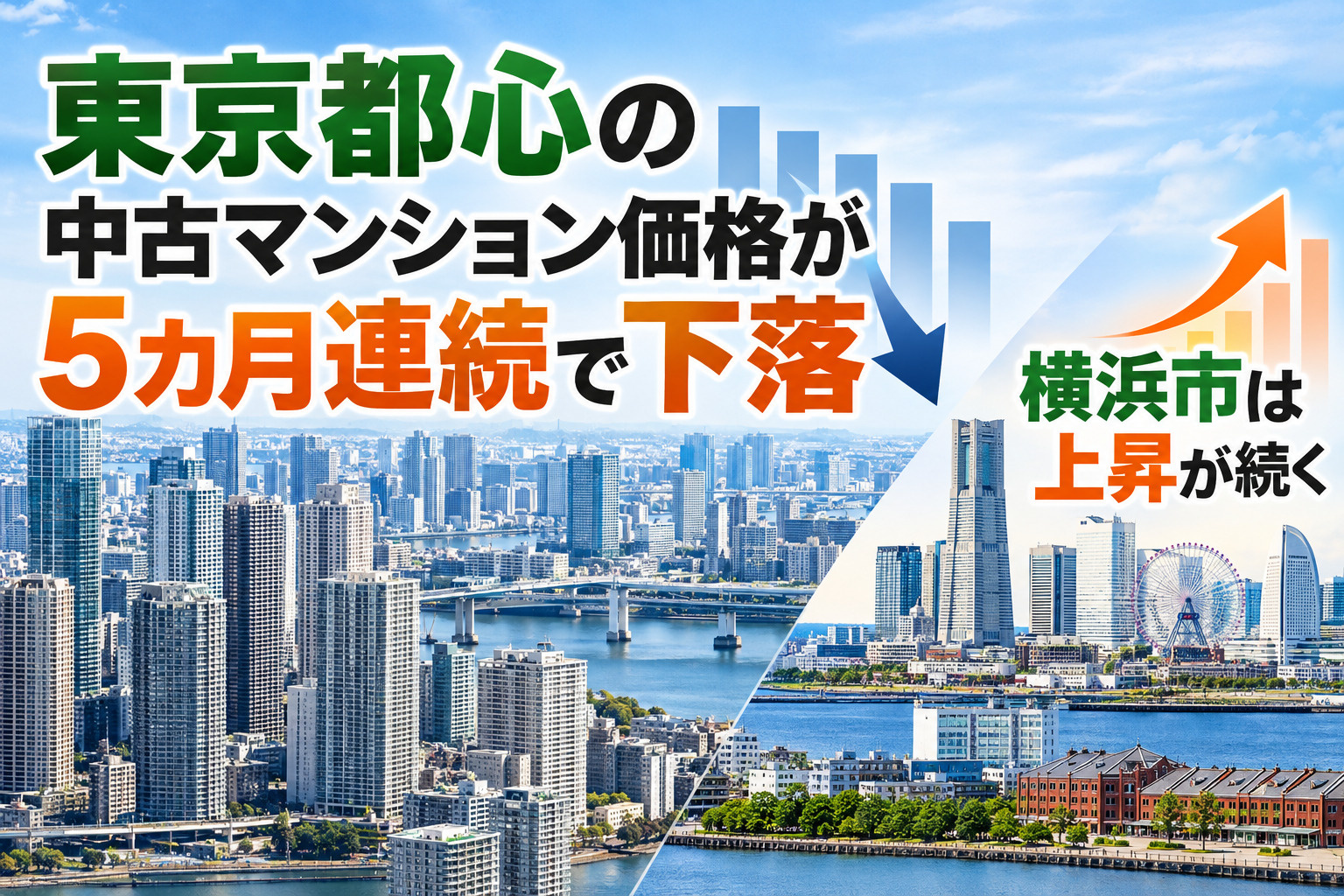 東京都心の中古マンション価格が5カ月連続下落!横浜市は上昇が続く、不動産市場に変化の兆しの画像