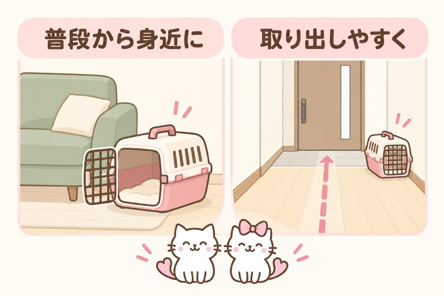 普段から身近に置くキャリーと取り出しやすい動線