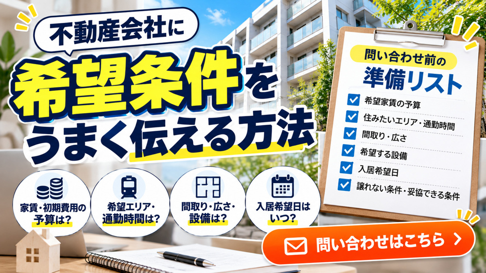不動産会社に希望条件をうまく伝える方法｜問い合わせ前の準備リストの画像
