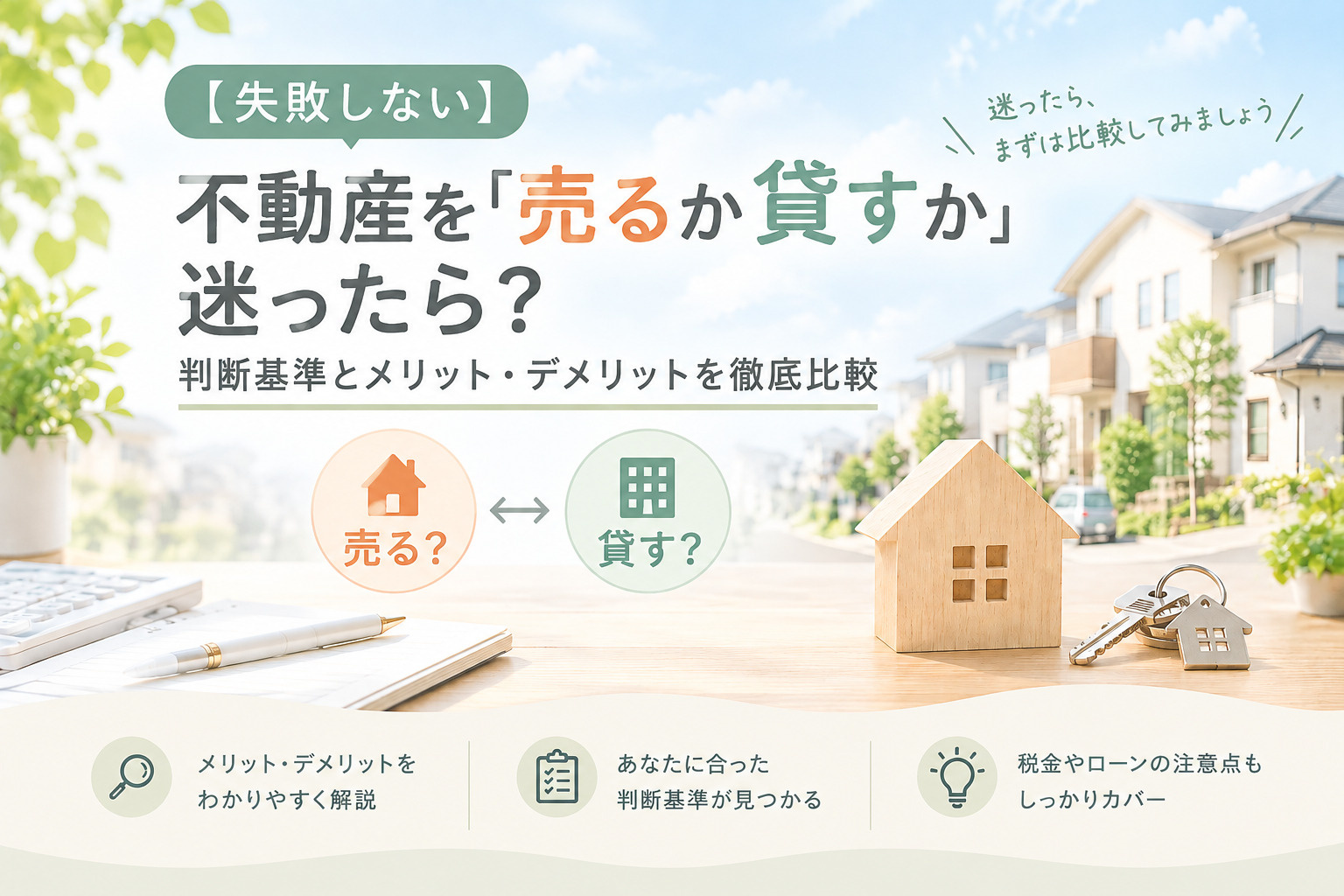 不動産は売る?貸す?メリット・デメリットと判断ポイントを解説の画像
