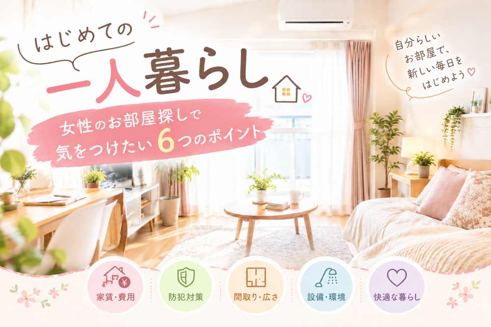 初めての一人暮らし。女性のお部屋探しで気をつけたい6つのポイントの画像