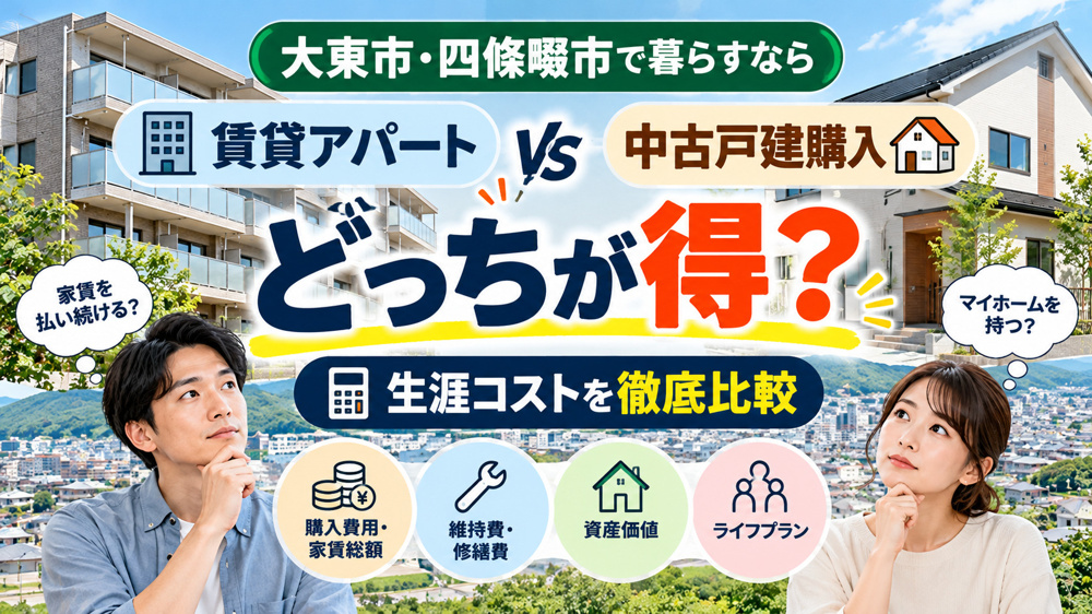 賃貸アパートと中古戸建購入、大東市・四條畷市で暮らすならどっちが得？生涯コストを徹底比較の画像