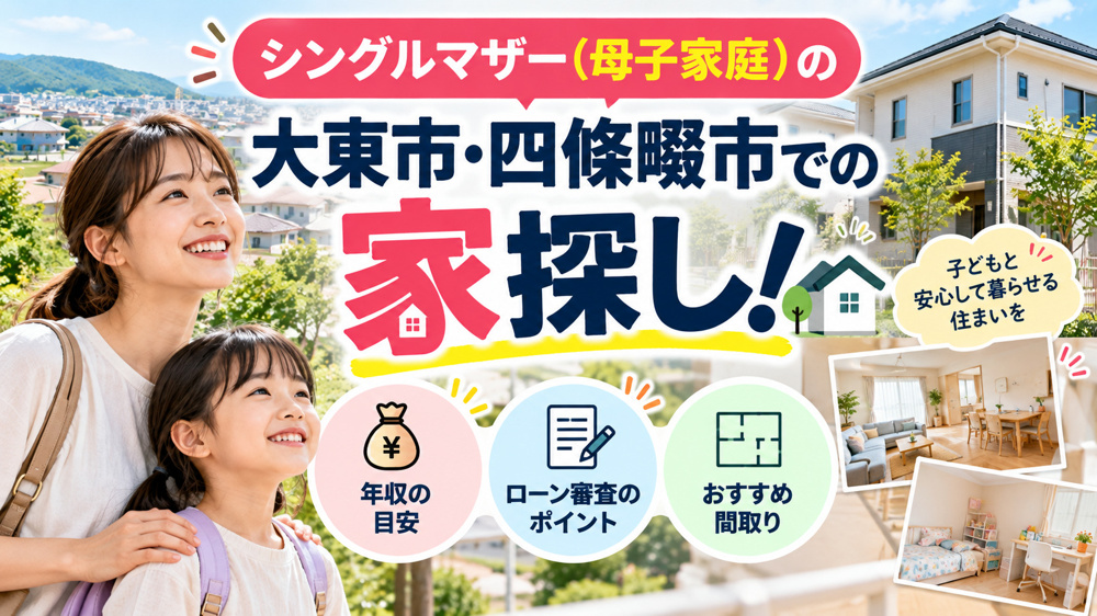 シングルマザー（母子家庭）の大東市・四條畷市での家探し！年収・ローン審査とおすすめ間取りの画像