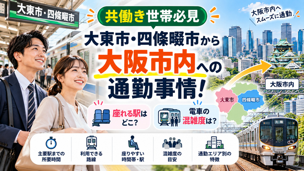 【共働き世帯必見】大東市・四條畷市から大阪市内への通勤事情！座れる駅や電車の混雑度は？の画像