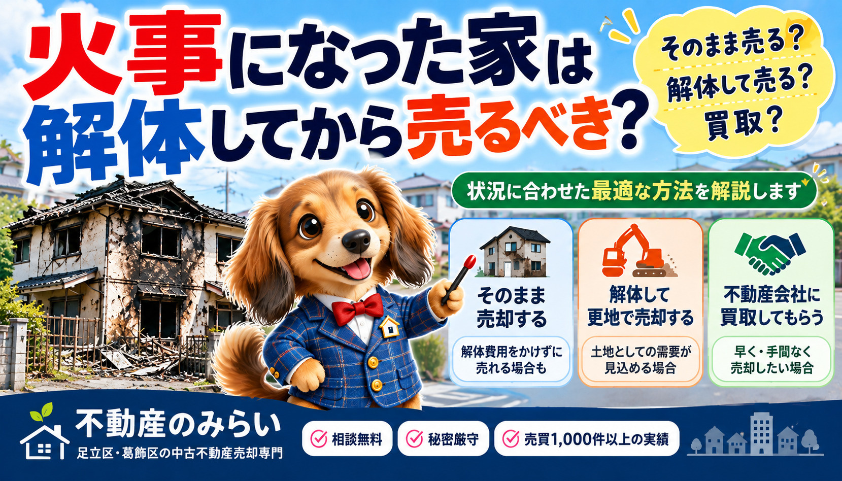 火事になった家は解体してから売るべき？そのまま売却する方法と判断基準【足立区・葛飾区】の画像