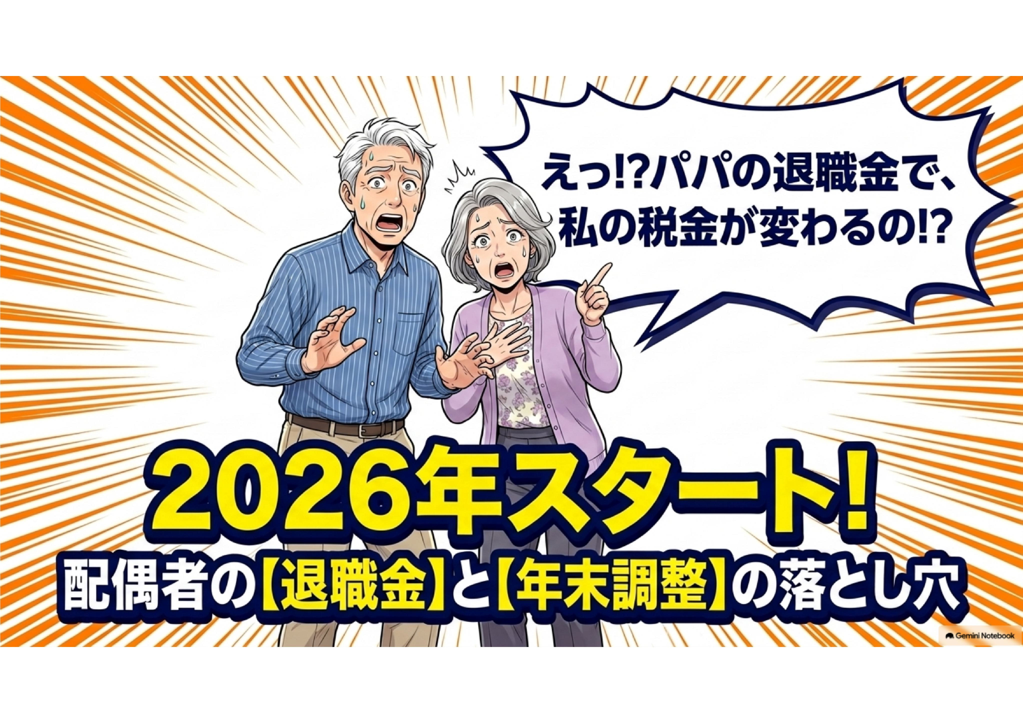 配偶者が退職金を受け取った年は要注意!2026年分年末調整と配偶者控除の変更ポイントの画像