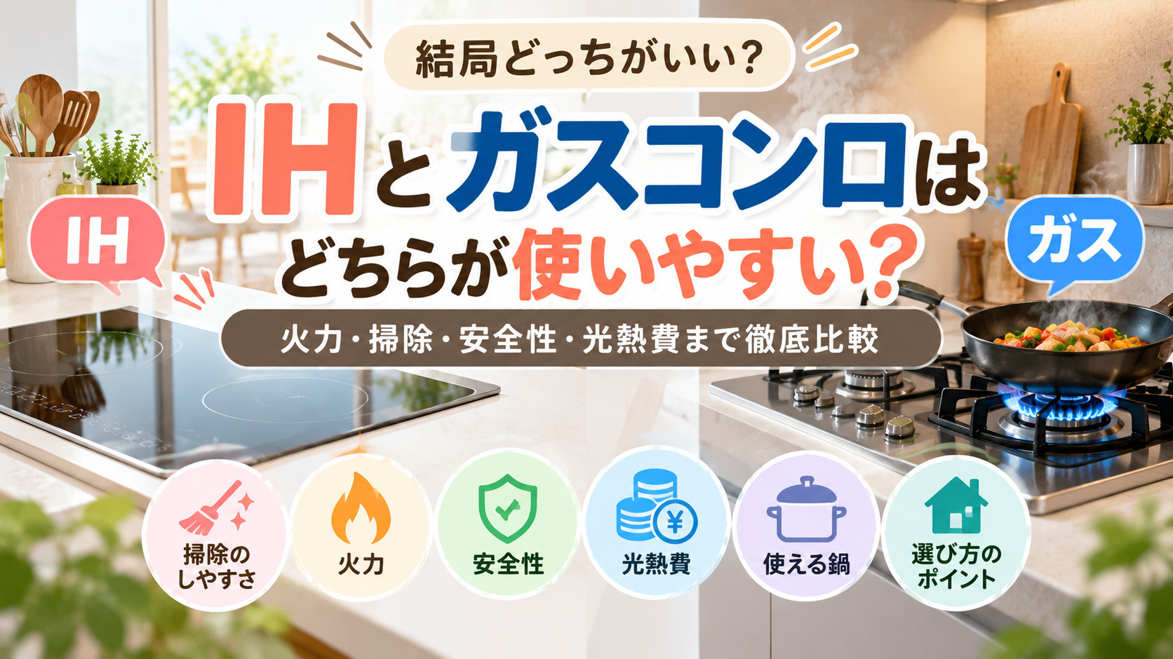 IHとガスコンロはどちらが使いやすい？火力・掃除・安全性・光熱費まで徹底比較の画像