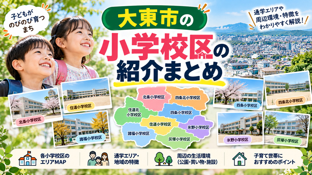 大東市の小学校区の紹介まとめ —子育て世代が知っておきたい、街の特徴と学び舎の魅力—の画像
