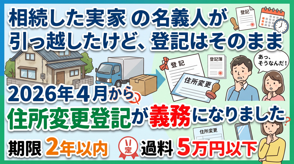 引っ越したら実家の登記も変更？住所変更登記が義務化の画像