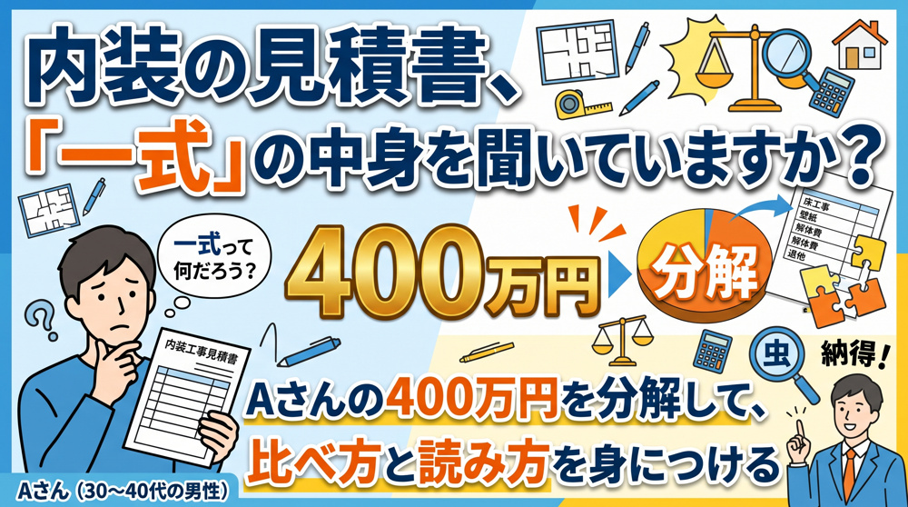 内装見積書の「一式」は中身を聞く！Aさんの400万円の画像