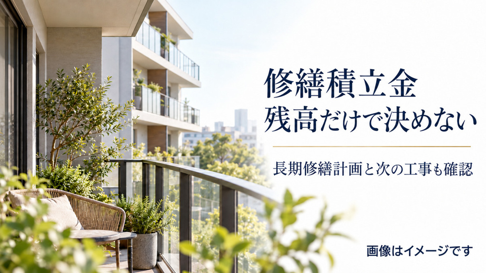 中古マンションの修繕積立金、残高だけで判断しない：長期修繕計画と次の工事を確認の画像