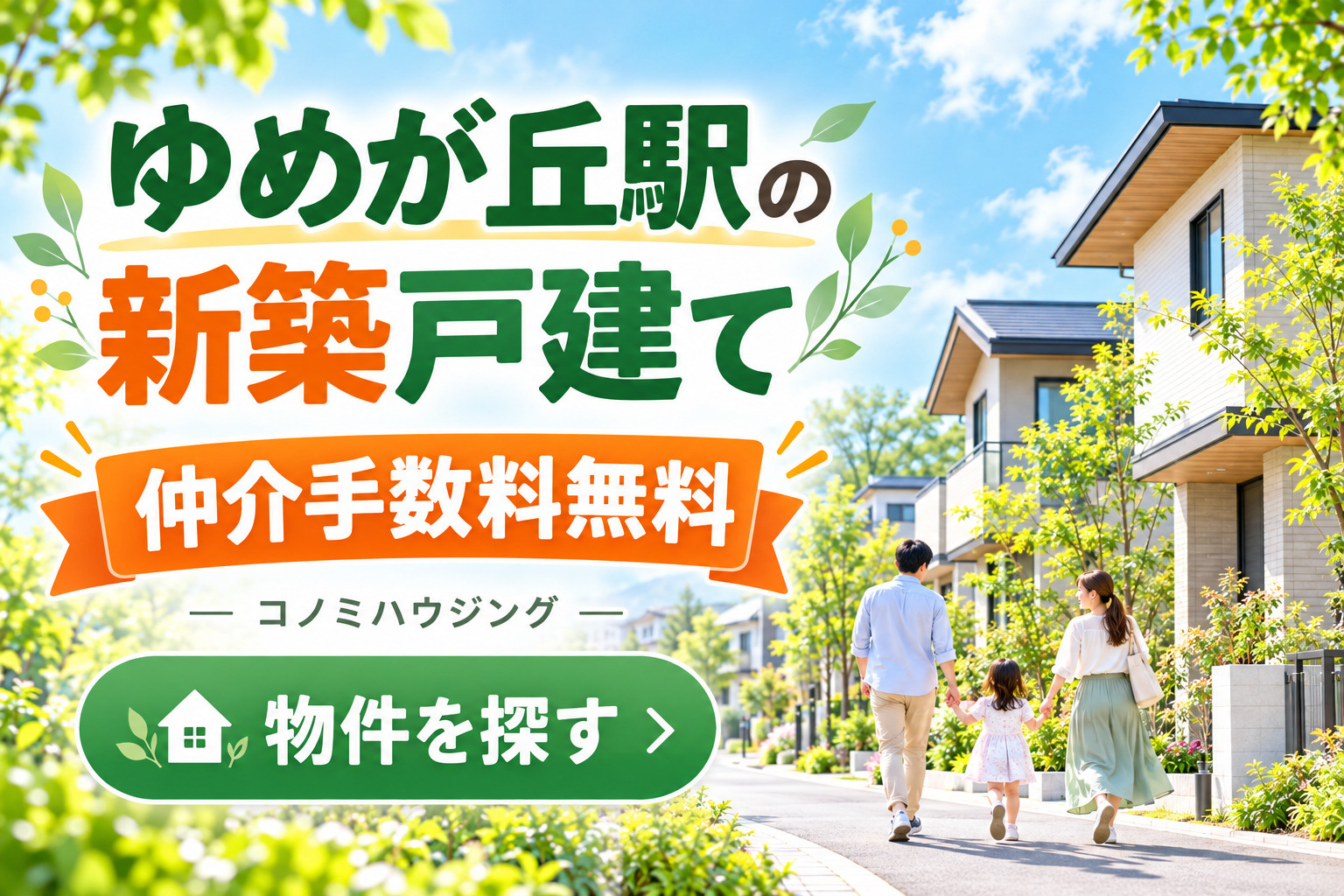 ゆめが丘駅の新築戸建てを探す 仲介手数料無料
