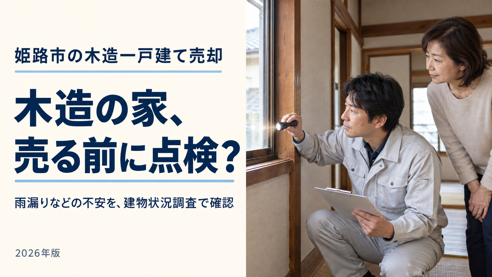 姫路市の木造一戸建て売却【2026年最新】|インスペクション(建物状況調査)のすすめの画像