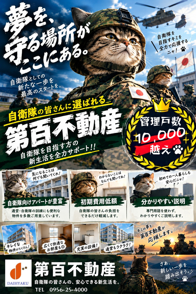 「夢を守る場所がここにある。」自衛隊の皆さんに選ばれる第百不動産の画像