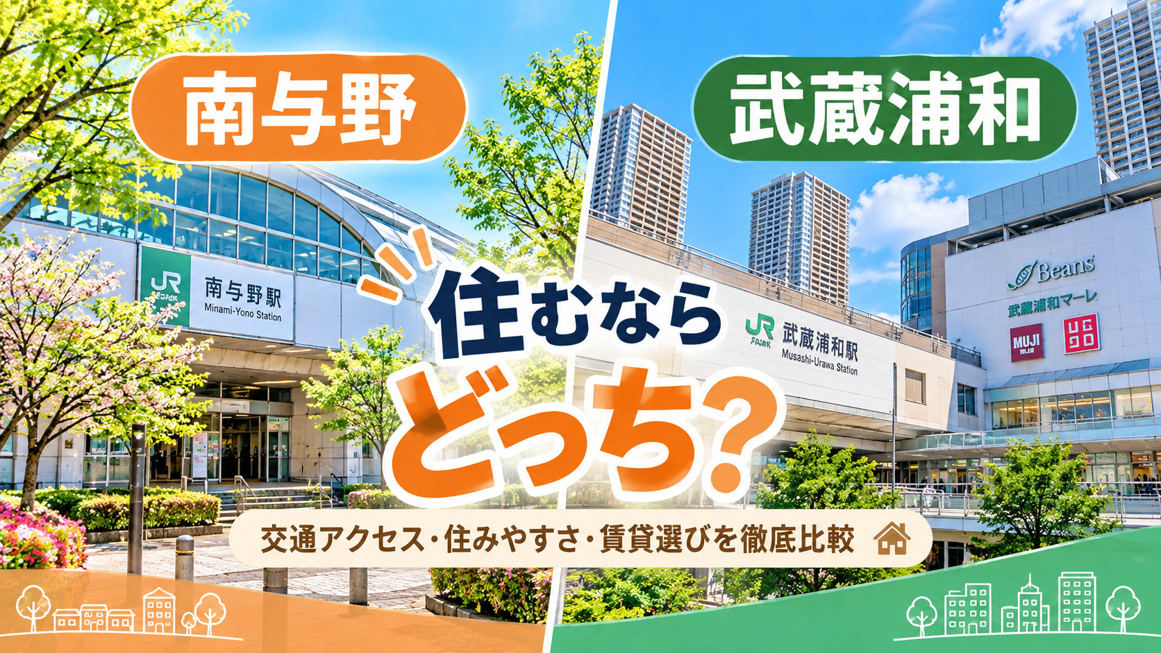 南与野と武蔵浦和、住むならどっち？交通アクセス・住みやすさ・賃貸選びを比較【2026年版】の画像
