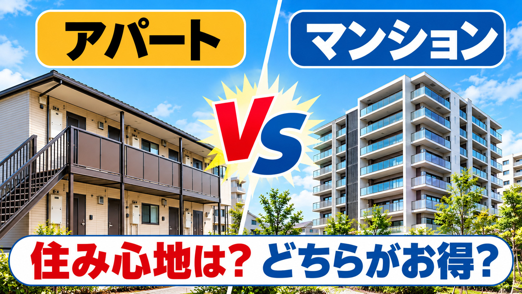 アパートvsマンションはどっちがいい?賃貸vs持ち家とは違う住まい選びを徹底比較の画像